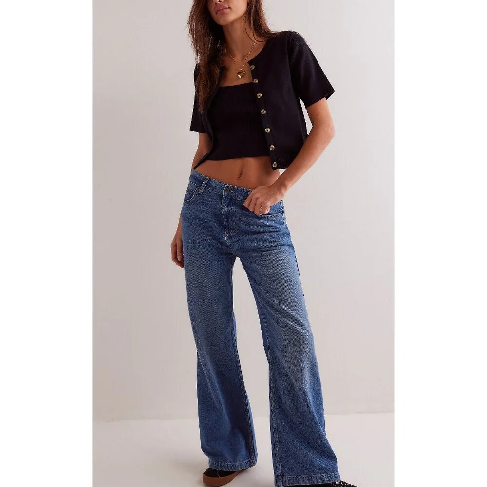 We The Free The Stride Jean Wide Leg Blue 31 NWT